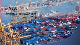  Presentation with cargo - Beautiful slides featuring port sea - harbor with lots of cargo backdrop and a light blue colored foreground
