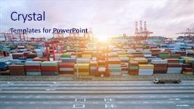  Presentation with shanghai - Slide set enhanced with industrial port at dawn background and a sky blue colored foreground