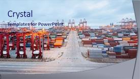 Presentation with dawn - PPT theme with industrial port at dawn background and a sky blue colored foreground