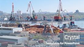  Presentation with export - Amazing theme having timber export at russian cargo port vladivostok backdrop and a gray colored foreground