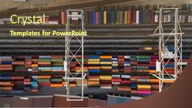  Presentation with import export - Cool new presentation design with container-vagoons-in-export backdrop and a tawny brown colored foreground