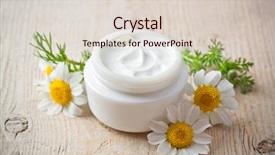  Presentation with face cream flower - Slide set enhanced with container with cream and chamomiles background and a lemonade colored foreground