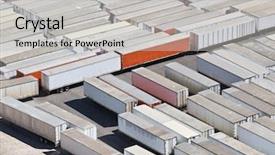  Presentation with rice truck import - Audience pleasing presentation theme consisting of container yard - dozens of idle truck trailers backdrop and a light gray colored foreground