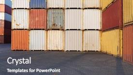  Presentation with import export - Amazing slides having container yard for logistic import backdrop and a dark gray colored foreground