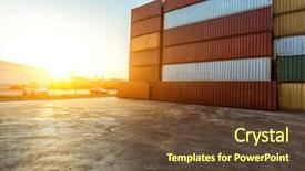  Presentation with import export - PPT layouts consisting of container yard for logistic import background and a tawny brown colored foreground