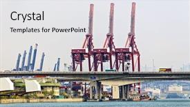  Presentation with commercial - Slide set with containers at hong kong commercial port at day background and a white colored foreground