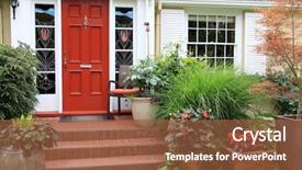  Presentation with home garden - PPT layouts featuring containers filled with annual flower background and a tawny brown colored foreground