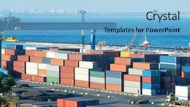  Presentation with port - Cool new theme with containers in port at day backdrop and a light blue colored foreground