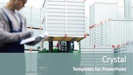  Presentation with container - Beautiful PPT layouts featuring containers man controlling this process backdrop and a gray colored foreground