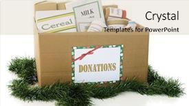  Presentation with christmas food - PPT layouts featuring containers of donated food background and a  colored foreground
