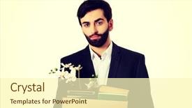  Presentation with personal belongings - Amazing presentation theme having containment failure - businessman holding box with personal backdrop and a  colored foreground