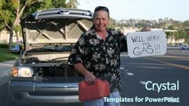  Presentation with failure - Amazing theme having containment failure - man out of gas holds backdrop and a  colored foreground