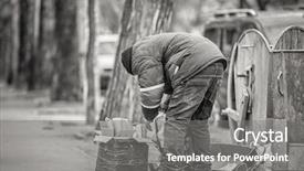  Presentation with cost poor quality - Slides with containment failure - poor man rummaging in garbage background and a gray colored foreground