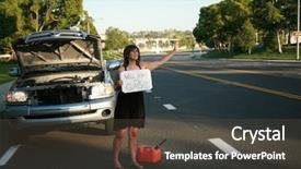  Presentation with gas - Beautiful presentation theme featuring containment failure - young woman holds a will backdrop and a  colored foreground
