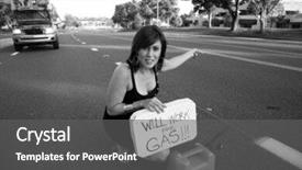  Presentation with black woman at gas station - Amazing theme having containment failure - young woman holds a will backdrop and a  colored foreground