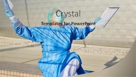  Presentation with coronavirus - Colorful slide set enhanced with containment-scout-from-the-health backdrop and a light gray colored foreground