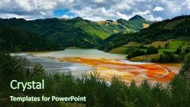  Presentation with polluted - Presentation featuring contaminacion agua - red polluted lake in romania background and a tawny brown colored foreground