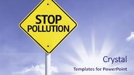  Presentation with water pollution - Beautiful presentation theme featuring contaminated water - stop pollution road sign backdrop and a sky blue colored foreground