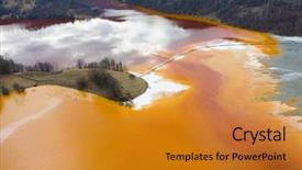  Presentation with livelihood village - Amazing PPT theme having contamination - flooded and abandoned village backdrop and a  colored foreground