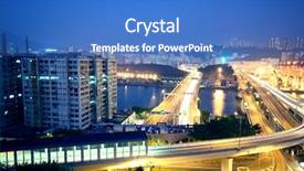  Presentation with dusk - PPT layouts featuring conteiner ships operations - urban area dusk background and a  colored foreground