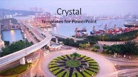  Presentation with dusk - Audience pleasing PPT layouts consisting of conteiner ships operations - urban area dusk backdrop and a  colored foreground