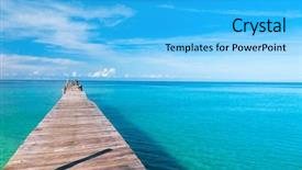  Presentation with contemplating - Presentation theme having contemplating the sea calm meditation background and a cyan colored foreground