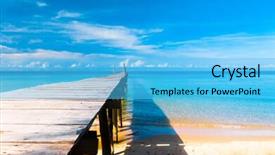  Presentation with contemplating - Slides with contemplating the sea jetty to the blue background and a light blue colored foreground