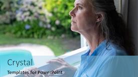  Presentation with retirement - Presentation enhanced with contemplative-caucasian-senior-woman-looking background and a light blue colored foreground