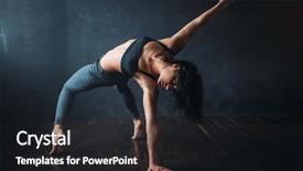  Presentation with performer - Presentation design featuring contemporary - contemp dancing female performer background and a dark gray colored foreground