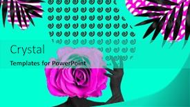  Presentation with contemporary art - Audience pleasing theme consisting of contemporary-art-collage-minimal-design backdrop and a teal colored foreground