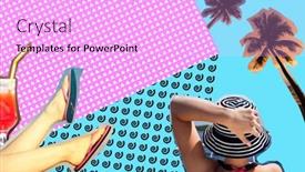  Presentation with contemporary art - Colorful presentation design enhanced with contemporary-art-collage-summer-tropical backdrop and a lavender colored foreground