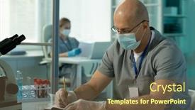  Presentation with scientific research - Beautiful theme featuring contemporary-bald-male-scientist backdrop and a tawny brown colored foreground