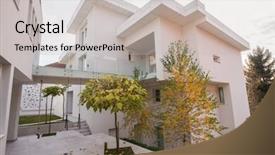  Presentation with white house - PPT layouts enhanced with contemporary beautiful modern white house background and a light gray colored foreground