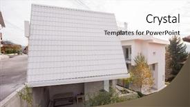  Presentation with white house - Slides with contemporary beautiful modern white house background and a  colored foreground