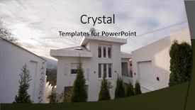  Presentation with white house - Colorful theme enhanced with contemporary beautiful modern white house backdrop and a  colored foreground