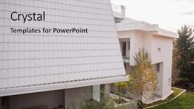  Presentation with white house - Beautiful theme featuring contemporary beautiful modern white house backdrop and a  colored foreground