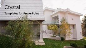  Presentation with white house - PPT theme consisting of contemporary beautiful modern white house background and a  colored foreground