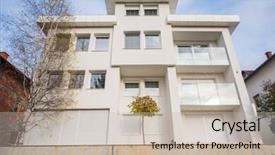  Presentation with white house - Presentation design featuring contemporary beautiful modern white house background and a  colored foreground