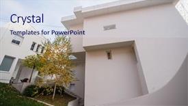  Presentation with white house - Audience pleasing presentation theme consisting of contemporary beautiful modern white house backdrop and a  colored foreground