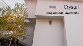  Presentation with white house - Presentation theme enhanced with contemporary beautiful modern white house background and a  colored foreground