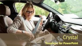  Presentation with eyeglasses - Theme enhanced with contemporary-blond-mature-businesswoman background and a tawny brown colored foreground