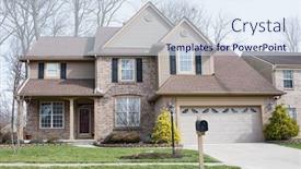  Presentation with brick - Colorful presentation design enhanced with contemporary-brown-speckled-brick-house backdrop and a sky blue colored foreground