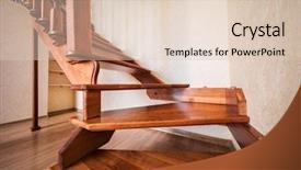  Presentation with case - Beautiful presentation design featuring contemporary brown wooden stairs backdrop and a lemonade colored foreground