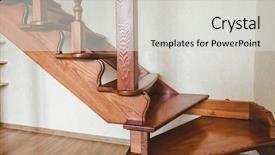  Presentation with case - Audience pleasing slide deck consisting of contemporary brown wooden stairs backdrop and a light gray colored foreground