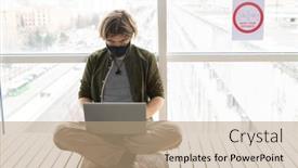  Presentation with announcement - Audience pleasing slide deck consisting of contemporary-businessman-in-casualwear backdrop and a coral colored foreground