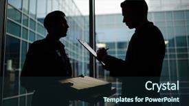  Presentation with courier delivery - Colorful slide deck enhanced with contemporary businessman signing delivery paper backdrop and a tawny brown colored foreground