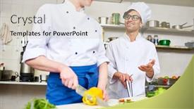  Presentation with consulting - Slide deck having contemporary-chef-in-uniform-consulting background and a soft green colored foreground