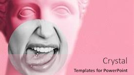  Presentation with tongue - Audience pleasing theme consisting of contemporary-collage-of-plaster-statue backdrop and a lemonade colored foreground