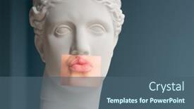  Presentation with kiss - Theme enhanced with contemporary-collage-of-plaster-statue background and a  colored foreground