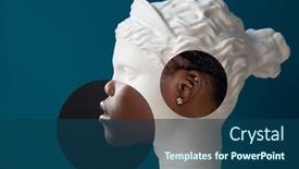  Presentation with plaster - PPT theme with contemporary-collage-of-plaster-statue background and a ocean colored foreground